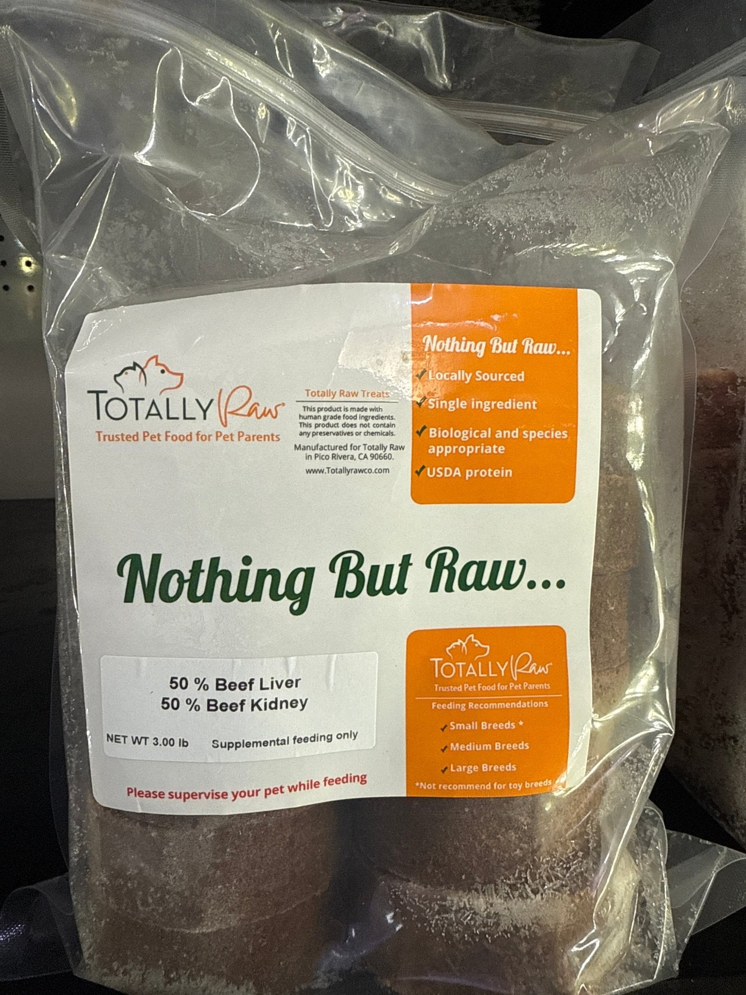 50% Beef Liver & 50% Beef Kidney patties - Totally Raw